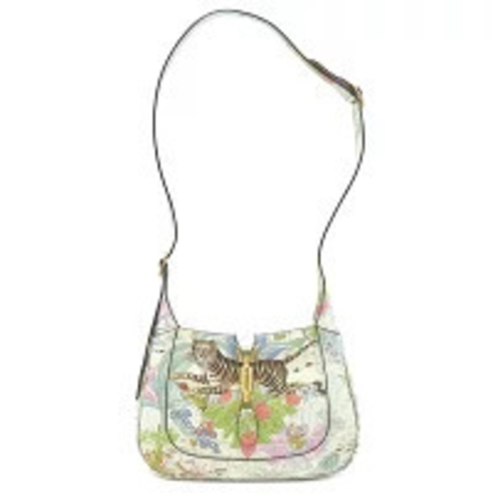 Gucci Jackie Leather Shoulder Bag Multicolor Tiger Animal Botanical